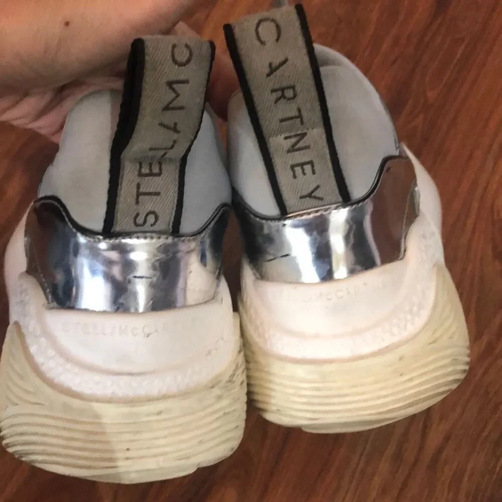 Stella McCartney silver Text sole sneakers, size 7
